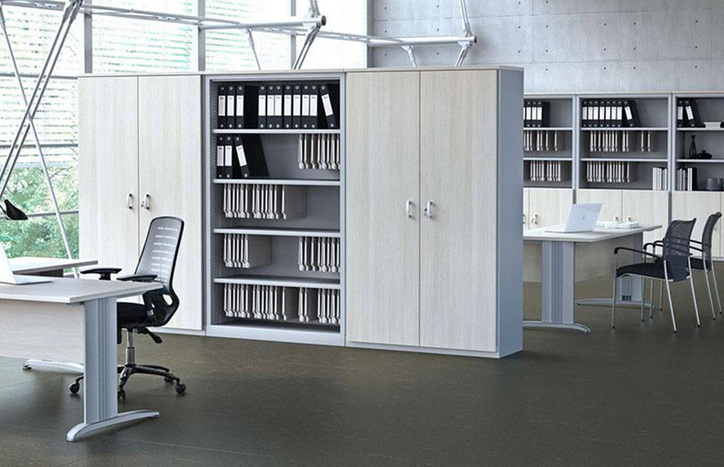 Armoire en métal à rideaux ou portes battante mélaminé, gamme Molina haute - France Bureau